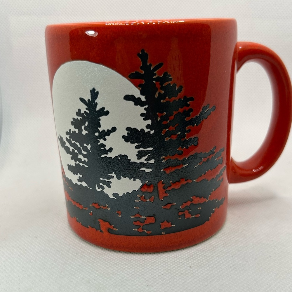 Vintage Waechtersbach Mug Coffee Red White Black Tree Moon Made W Germany RARE